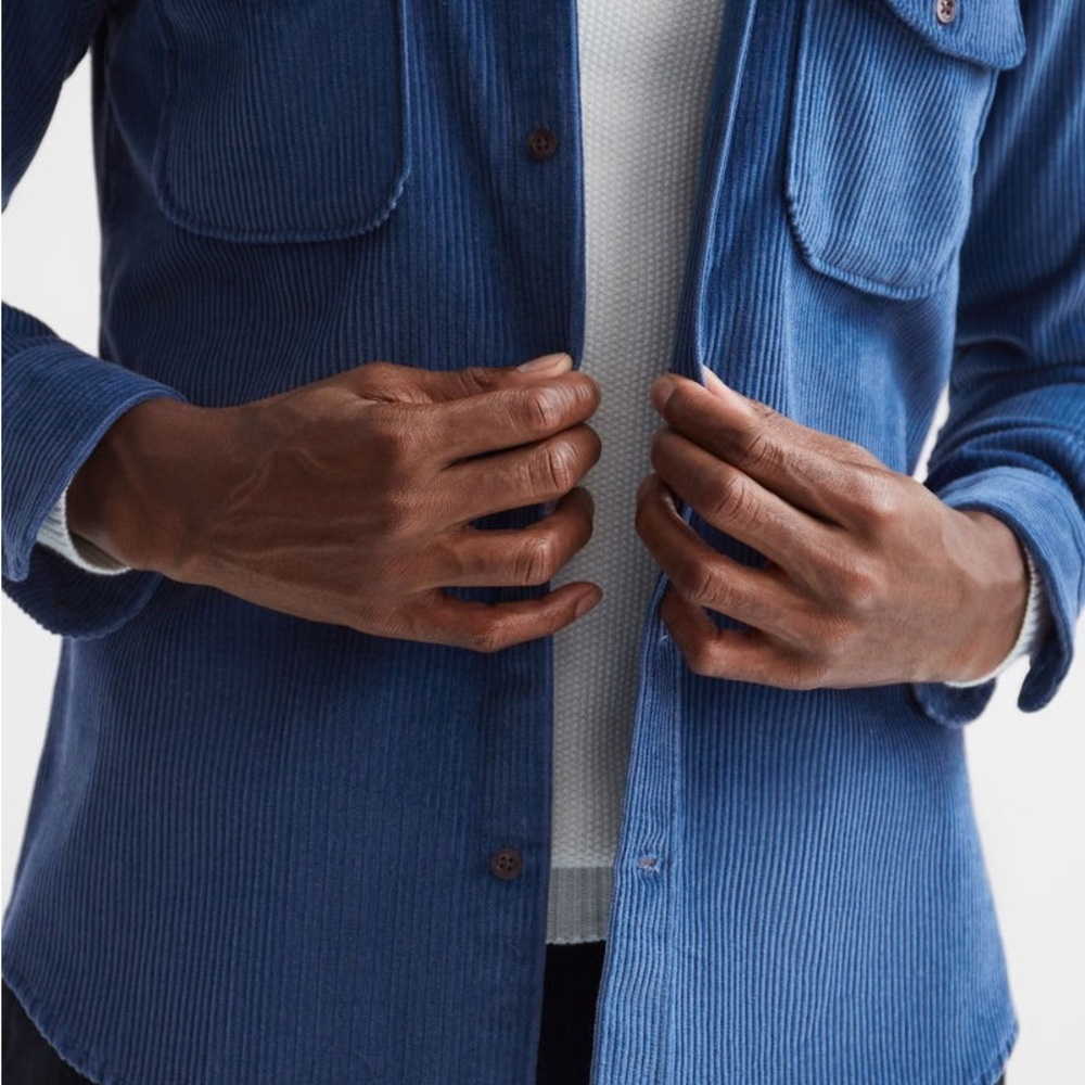 Reiss - Men’s Blue Corduroy Overshirt - Picture 7 of 14